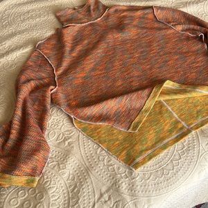Free People oversized rainbow weave turtleneck top, size S